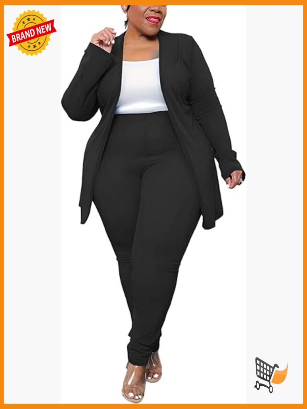 Plus Size 2 Piece Blazer & Pants Suit Set Business Lounge Wear